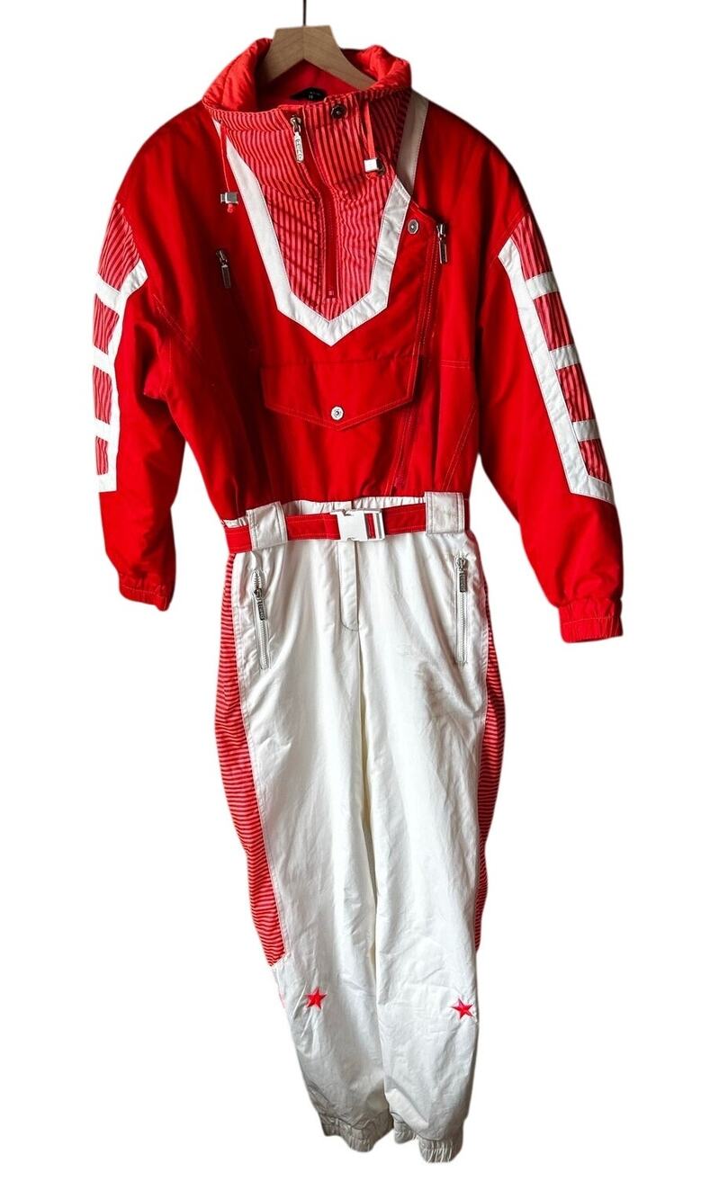 Vintage 1980s Head Sportswear Retro Red & White Ski Suit Snowsuit One-Piece 12